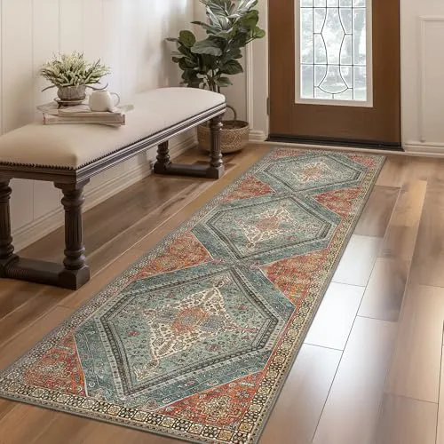 Bavni Vintage Medallion Rugs — Light Red Blue