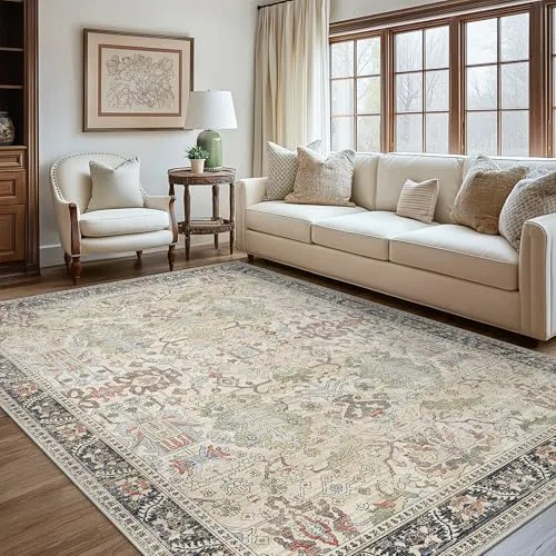 Bavni Vintage Medallion Rugs — Ivory Teal