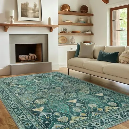 Bavni Vintage Medallion Rugs — Dark Green