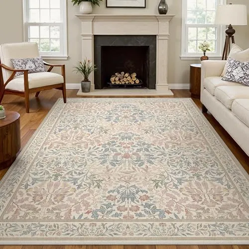 Bavni Vintage Floral Rugs — Sage Beige