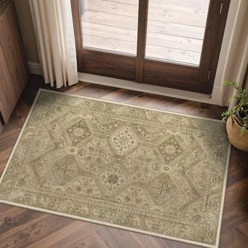 Bavni Vintage Medallion Rugs — Beige Brown