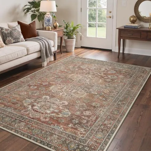 Bavni Vintage Medallion Rugs — Brick