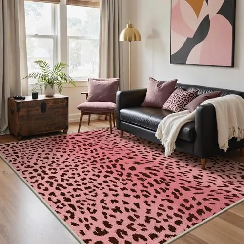 Bavni Leopard & Cheetah Rugs — Pink & Brown