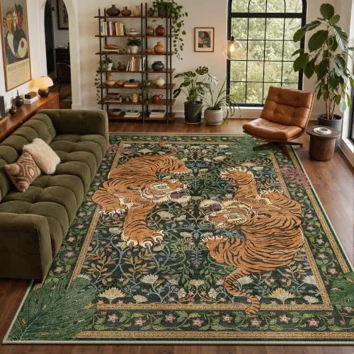 Bavni Tiger Rugs — Green