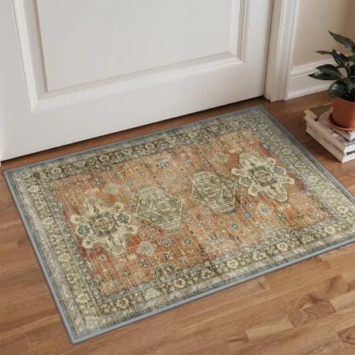 Bavni Vintage Medallion Rugs — Brick Red