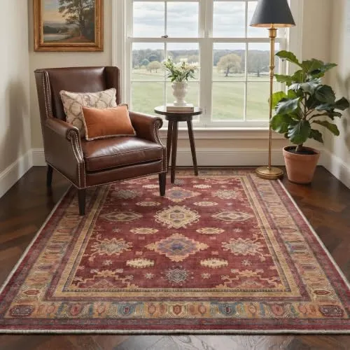 Bavni Vintage Medallion Rugs — Burgundy