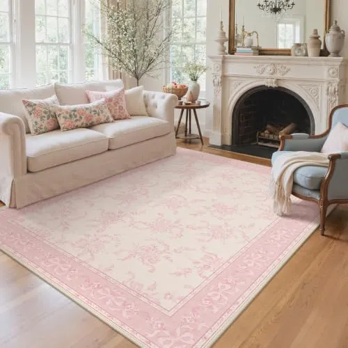 Bavni Vintage Floral Rugs — Pink Flower