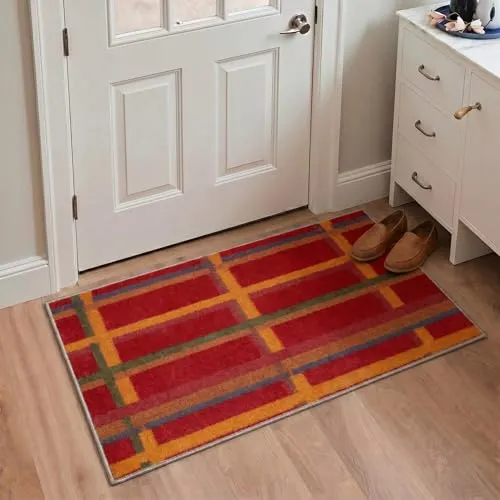 Bavni Checkered & Plaid Rugs — Plaid Red