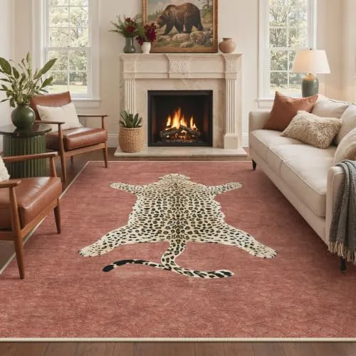 Bavni Leopard & Cheetah Rugs — Dusty Rose
