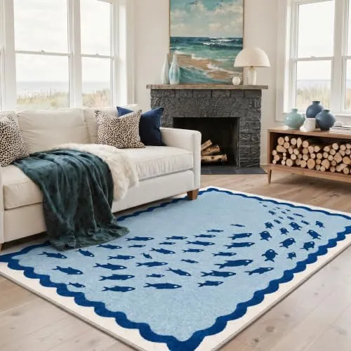 Bavni Fish Rugs — Fish Shoal Blue