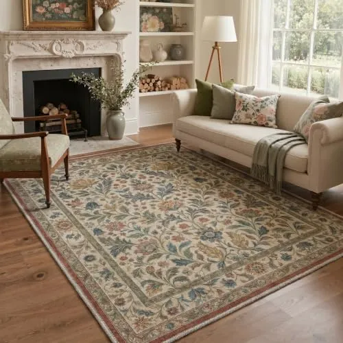 Bavni Vintage Floral Rugs — Antique Beige