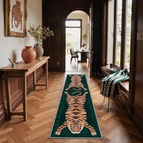Bavni Tiger Rugs — Emerald Green