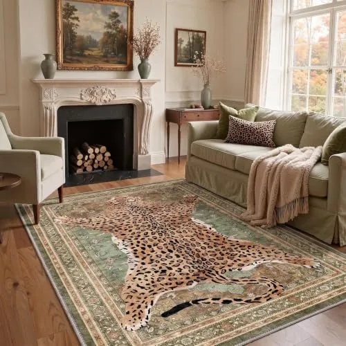 Bavni Leopard & Cheetah Rugs — Olive
