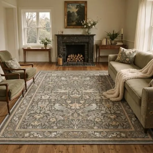 Bavni Vintage Floral Rugs — Dark Brown
